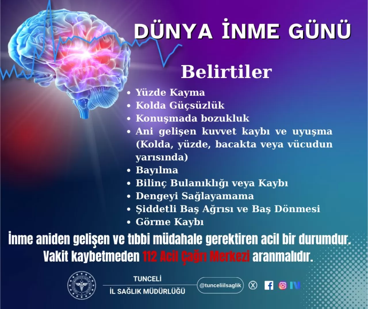 Tunceli'de Dünya İnme Günü'nde Farkındalık Vurgusu