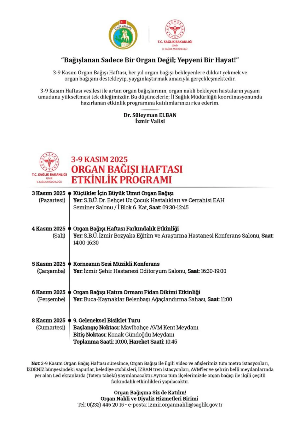 İzmir'de Organ Bağışı Haftası'nda Farkındalık Etkinlikleri Düzenleniyor