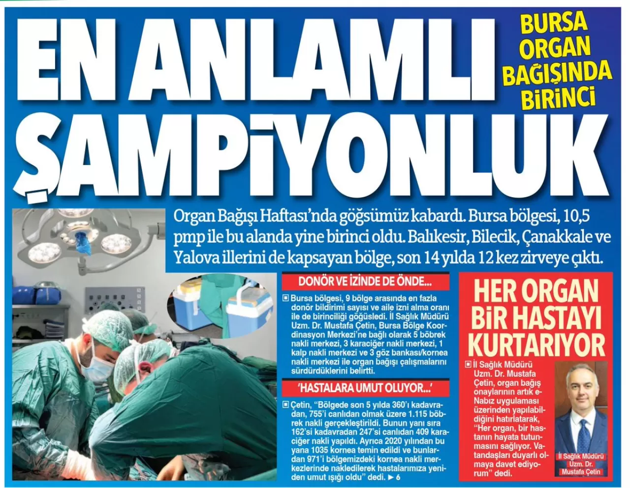 Bursa İl Sağlık Müdürlüğü ve Sağlık Bakanlığı Halk Sağlığı Genel Müdürlüğü'nün Gündemdeki Yeri