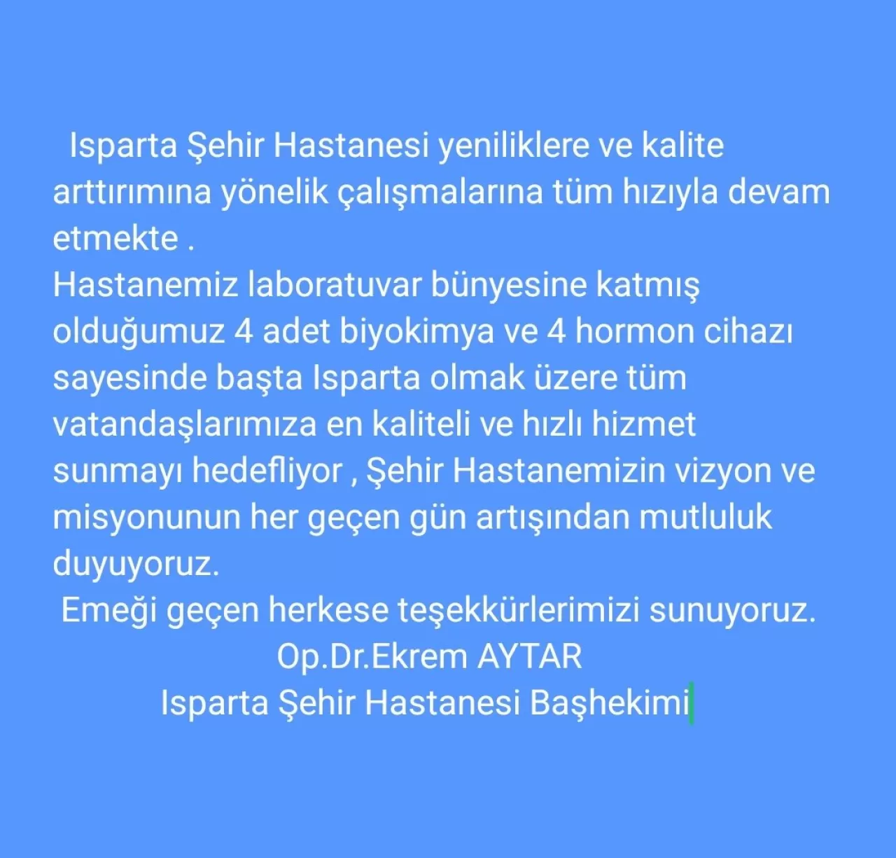 Isparta Şehir Hastanesi'nin Başarısında Vizyon ve Misyonun Rolü