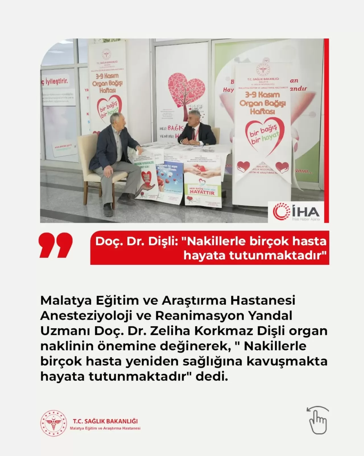 Malatya'da Organ Bağışı Haftası'nda Farkındalık Etkinlikleri