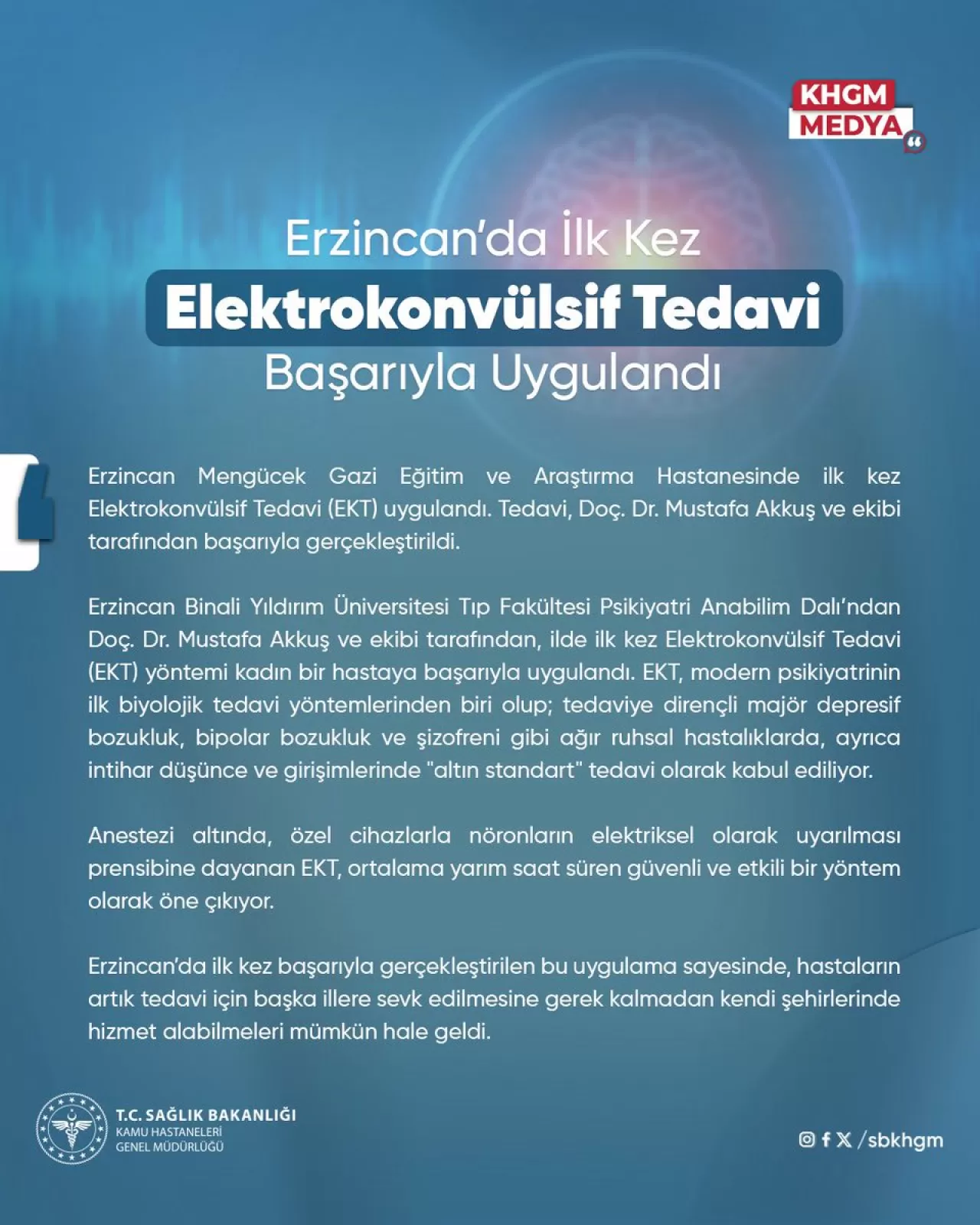 Erzincan'da İlk Kez Elektrokonvülsif Tedavi Uygulandı