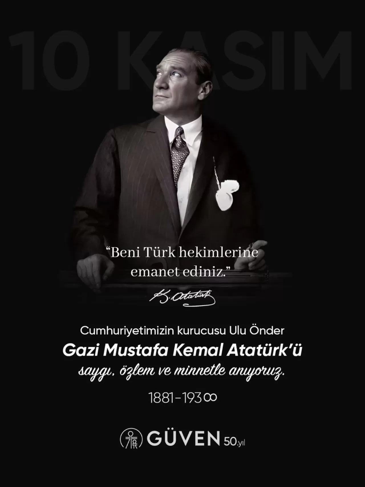 10 Kasım'da Atatürk'ü Anma Töreni Düzenlendi