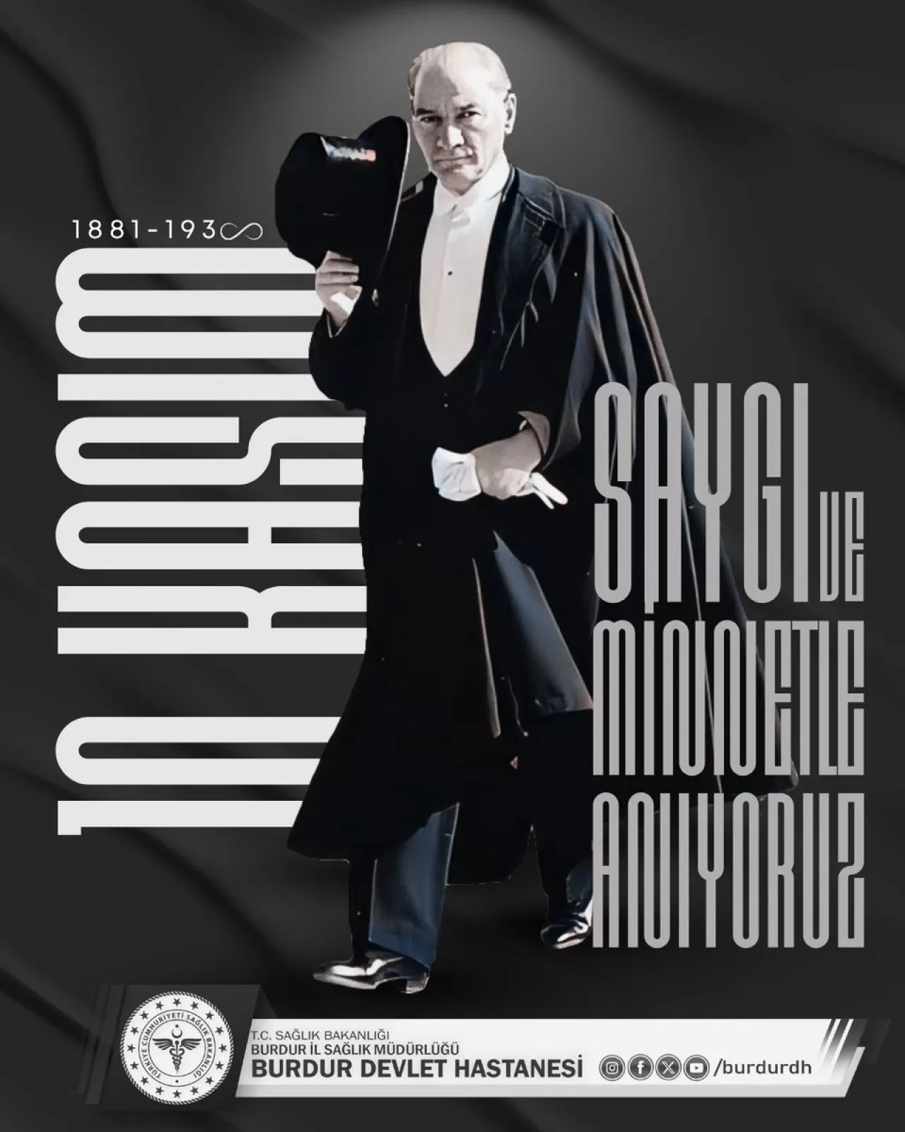 Burdur Devlet Hastanesi'nde 10 Kasım Atatürk'ü Anma Töreni