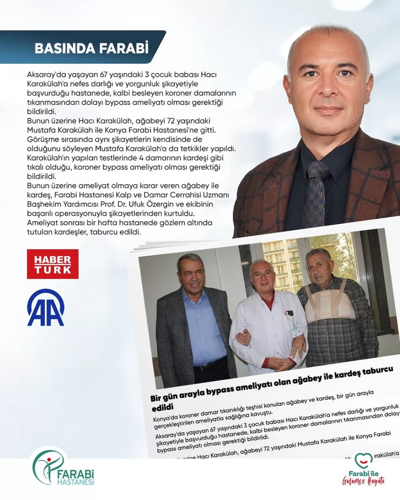 Konya'da Koroner Damar Tıkanıklığı Olan Ağabey ve Kardeş Başarılı Ameliyatla Sağlığına Kavuştu