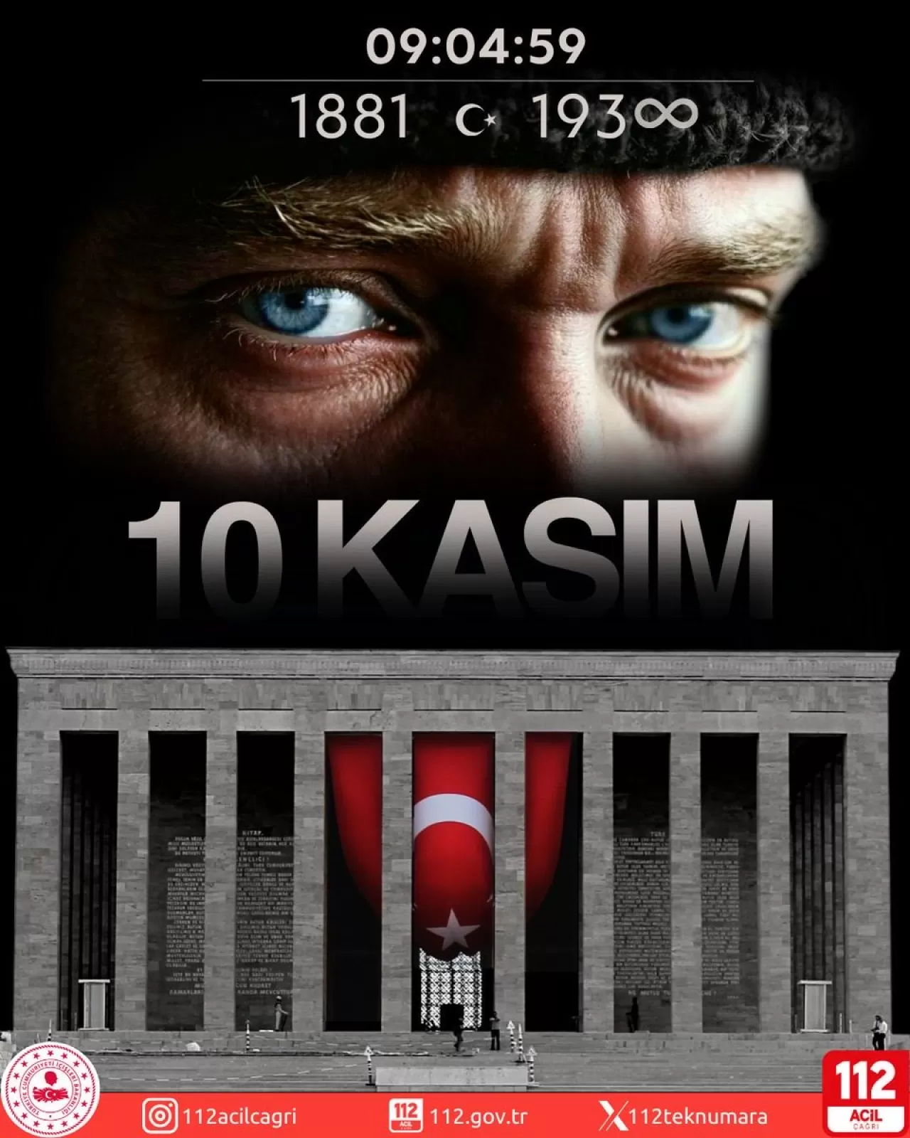 Aydın 112 Acil Çağrı Merkezi'nden Atatürk'ü Anma Mesajı