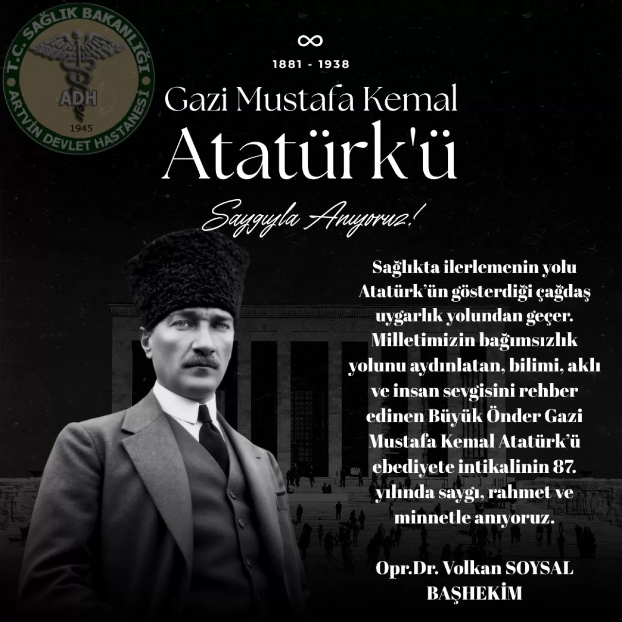 Artvin Devlet Hastanesi'nde 10 Kasım Atatürk'ü Anma Töreni Düzenlendi
