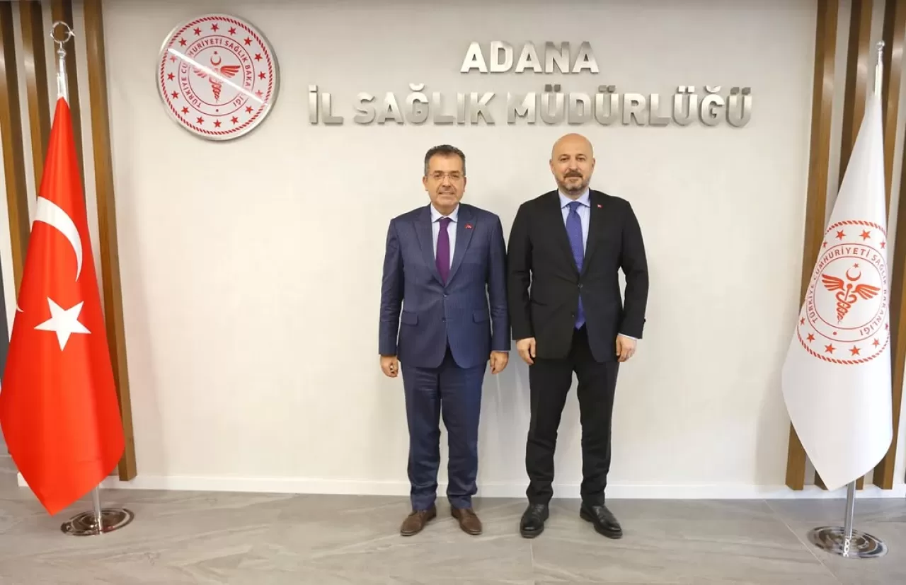 Adana İl Sağlık Müdürü Halil Nacar, Meteoroloji Genel Müdürü Volkan Mutlu Coşkun'u Ağırladı