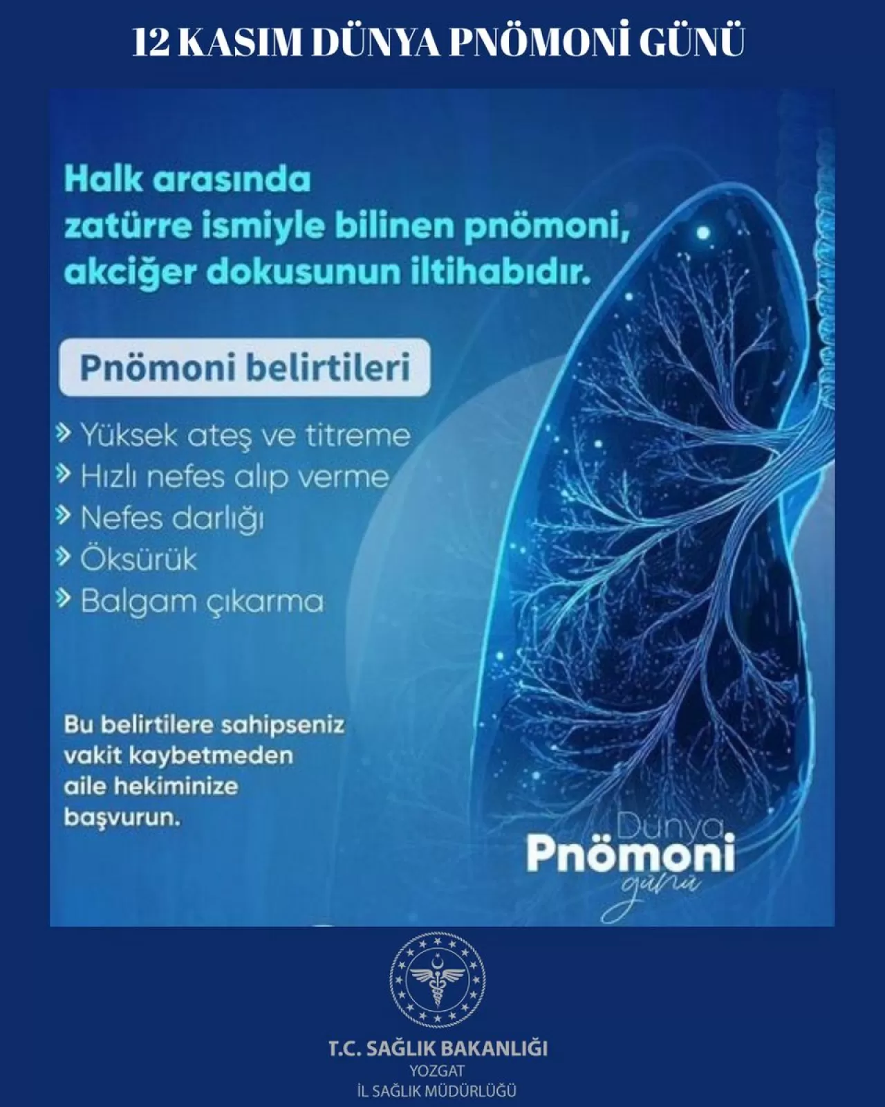 Yozgat'ta 12 Kasım Dünya Pnömoni Günü Etkinlikleri Düzenlendi