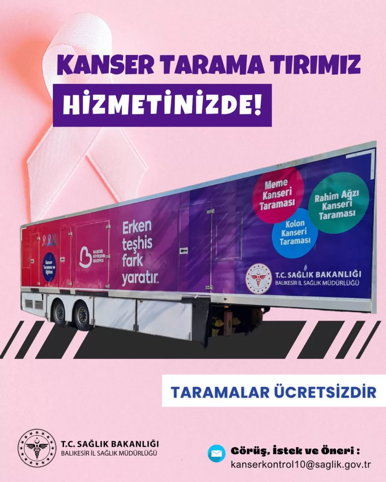Kanser Tarama Tırı Savaştepe'de Vatandaşlarla Buluşuyor