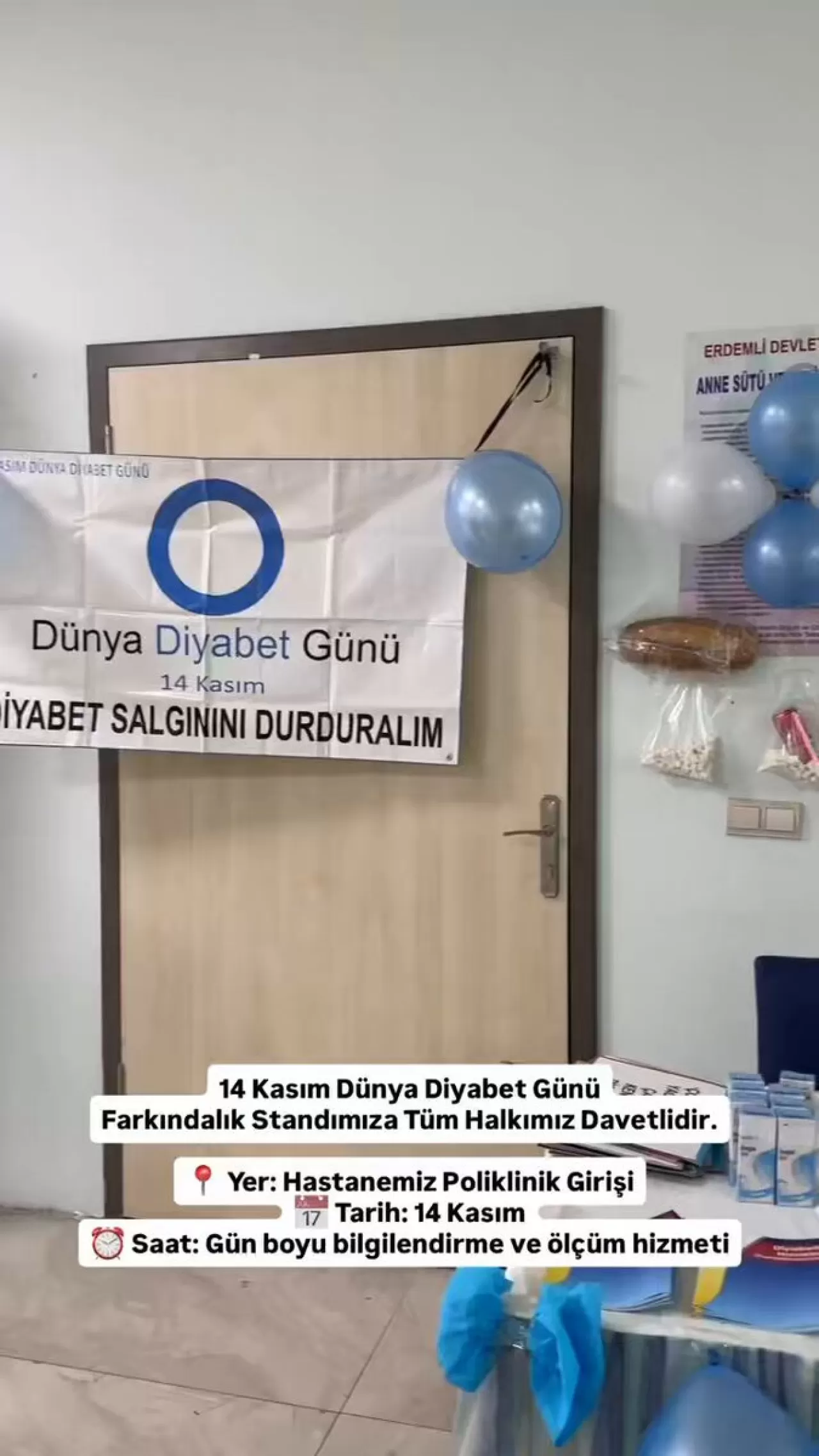 Mersin Erdemli Devlet Hastanesi'nde Dünya Diyabet Günü'nde Farkındalık Etkinliği