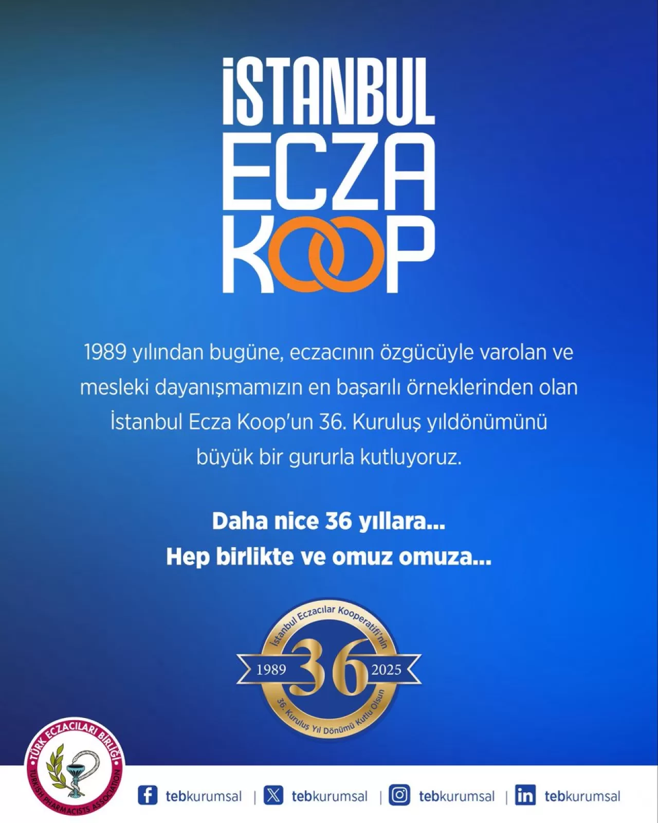 İstanbul Ecza Koop, 36. Kuruluş Yılını Kutluyor