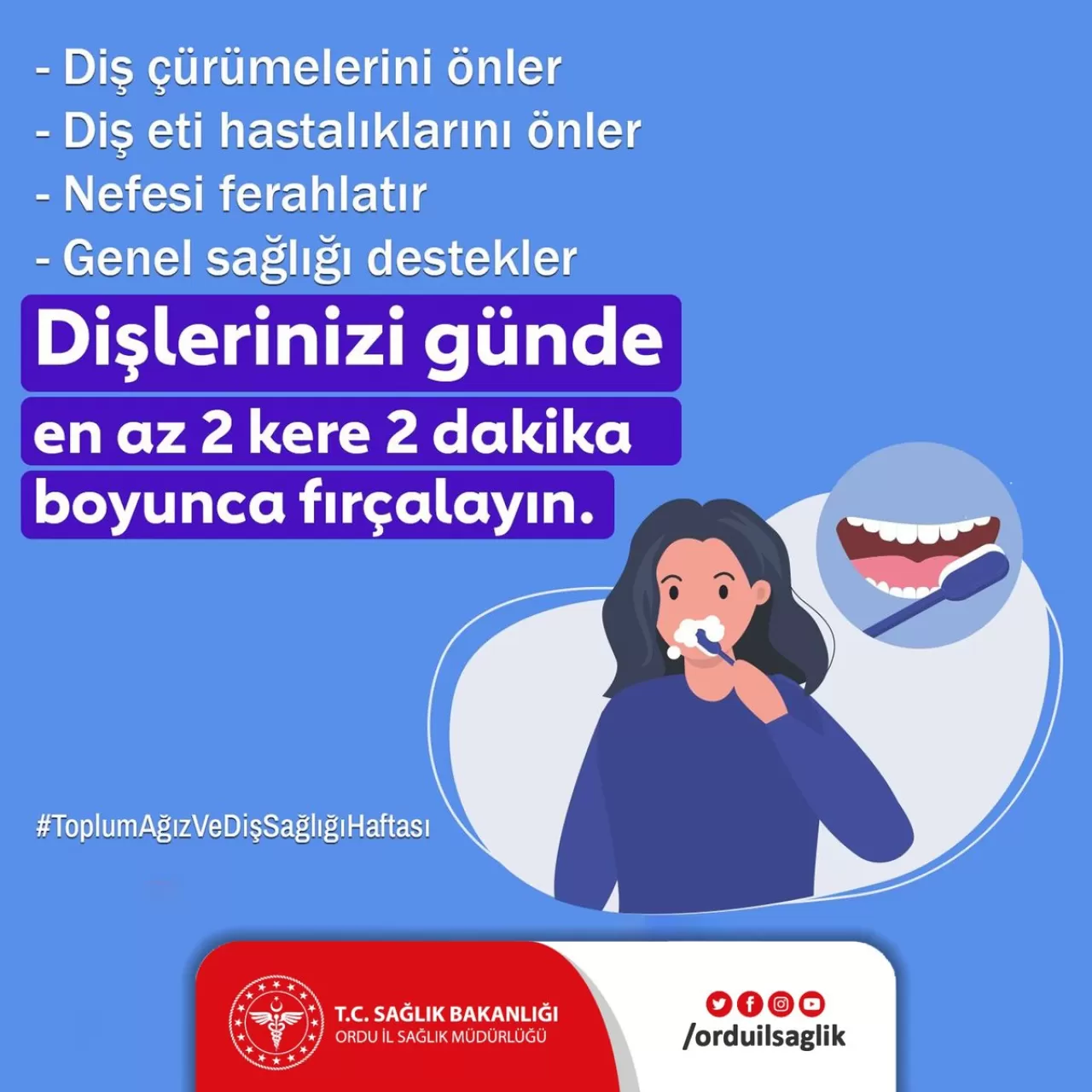 Ordu İl Sağlık Müdürlüğü'nden Ağız ve Diş Sağlığı Uyarısı: Günde 2 Kez 2 Dakika