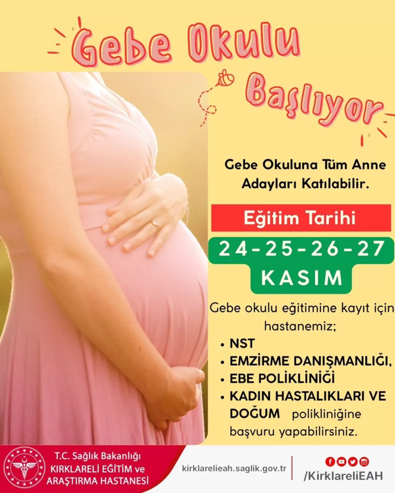 Kırklareli'nde Gebe Okulu Eğitimleri İçin Kayıtlar Başladı