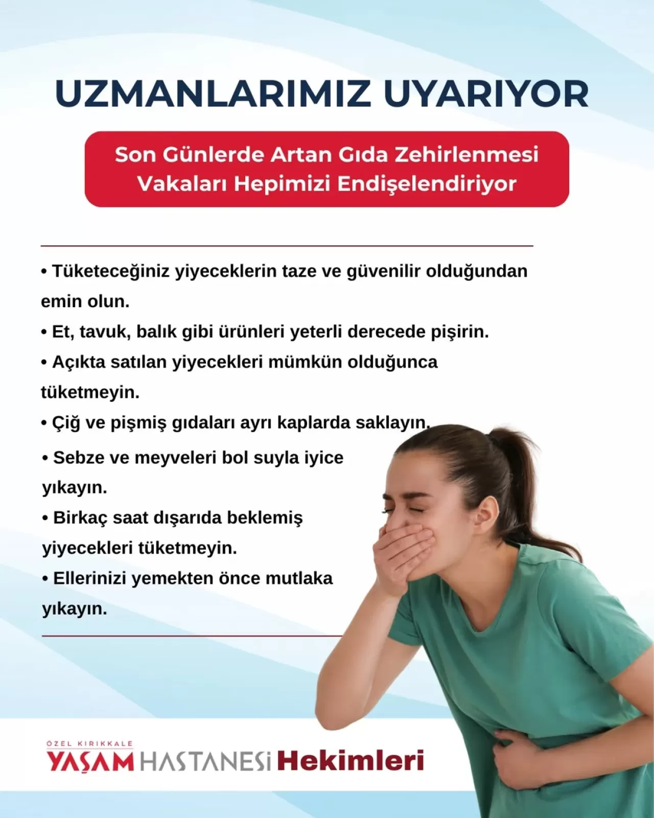 Kırıkkale Özel Yaşam Hastanesi'nden Gıda Zehirlenmesi Uyarısı ve Korunma Yöntemleri