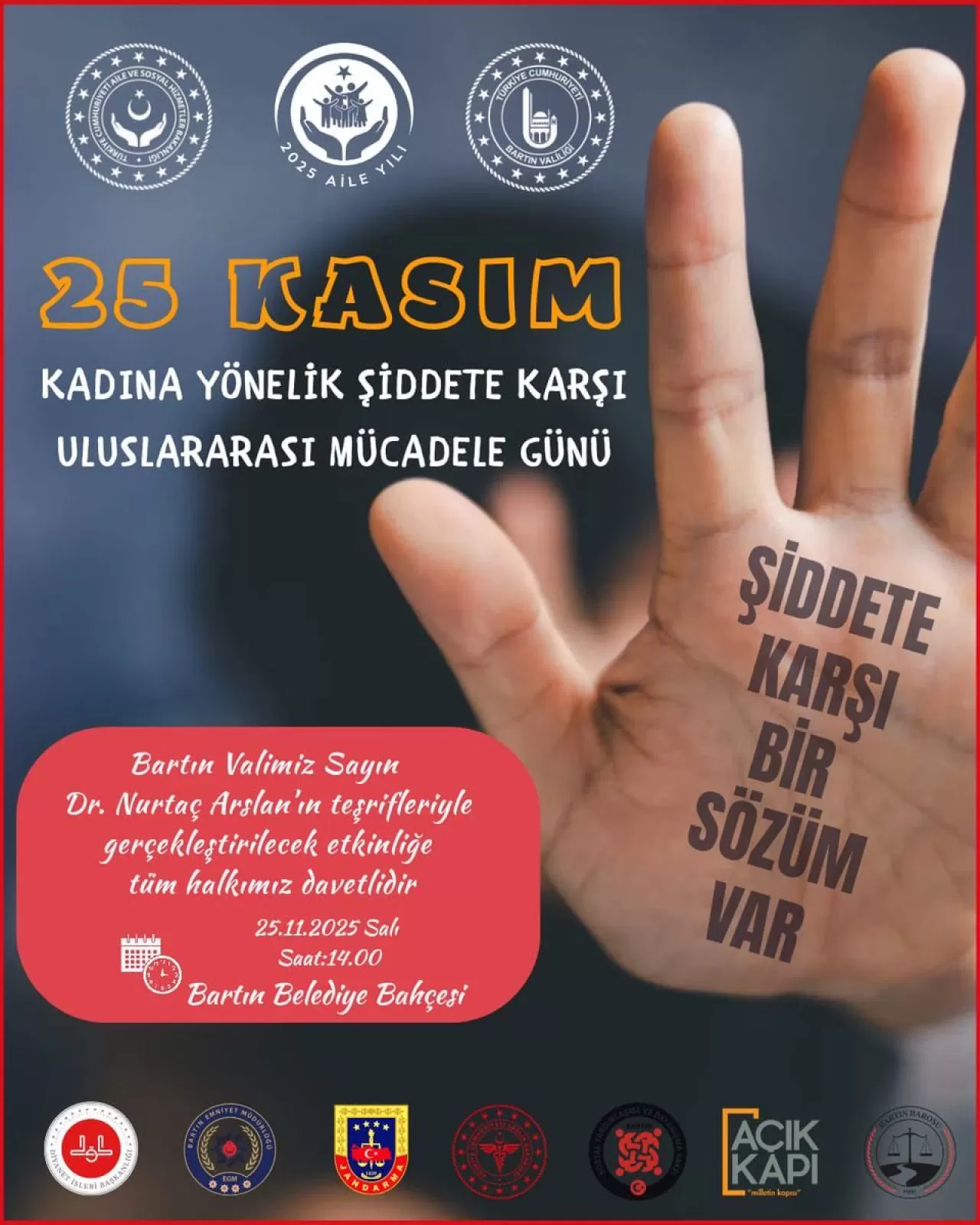 Bartın'da 25 Kasım'da Kadına Yönelik Şiddetle Mücadele İçin Farkındalık Etkinliği