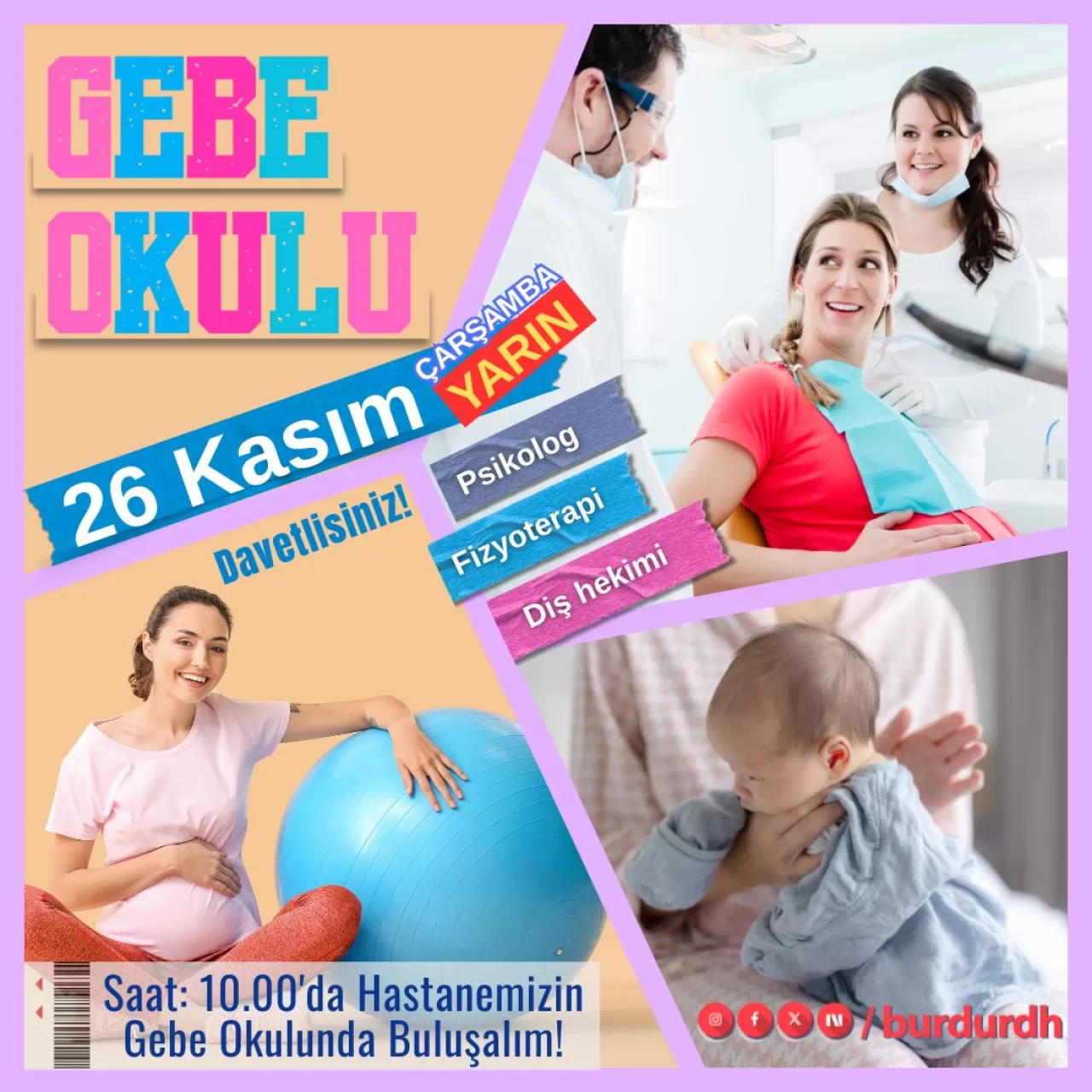 Burdur Devlet Hastanesi'nde Ücretsiz Gebe Okulu Eğitimi Düzenleniyor