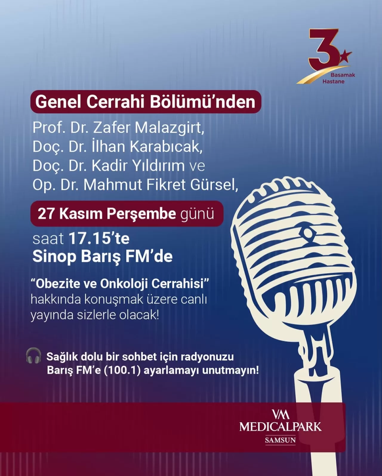 Sinop'ta Obezite ve Onkoloji Cerrahisi Canlı Yayında Konuşulacak