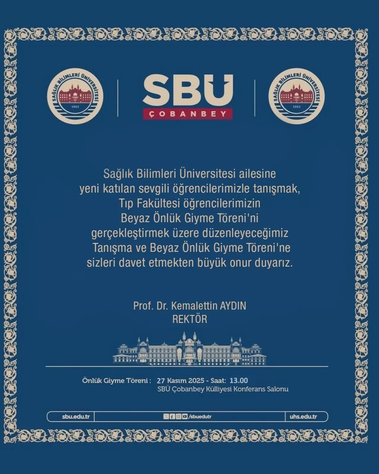Sağlık Bilimleri Üniversitesi Çobanbey Tıp Fakültesi'nde Beyaz Önlük Töreni Düzenlendi