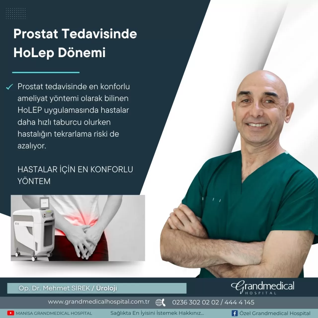 Manisa Grandmedical Hastanesi'nde Prostat Tedavisinde HoLEP Tekniği Başladı
