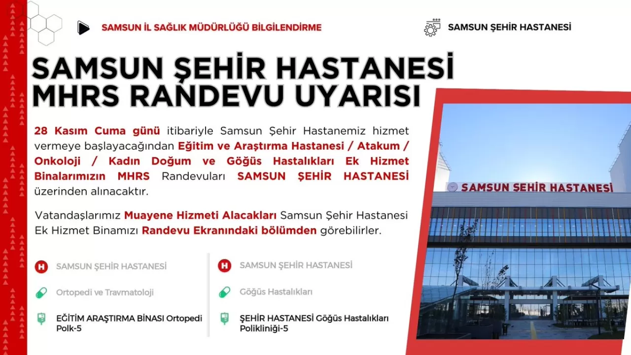 Samsun Şehir Hastanesi Göğüs Hastalıkları Hizmetine Başlıyor