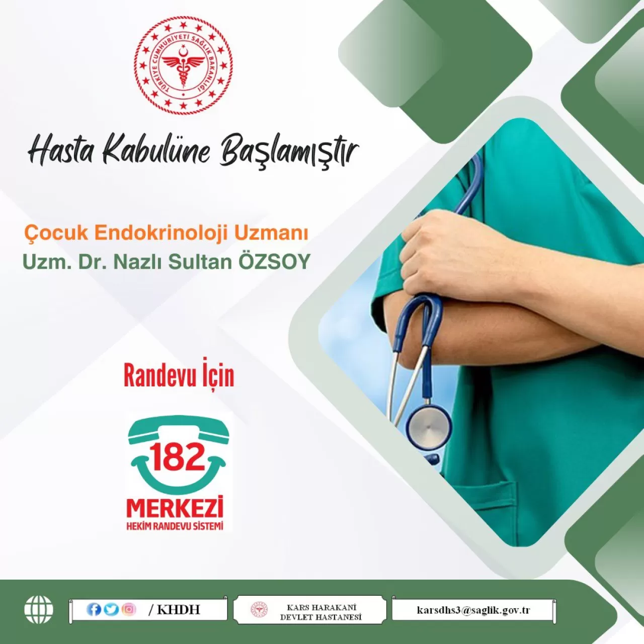 Kars Harakani Devlet Hastanesi'ne Randevular MHRS Üzerinden Alınıyor