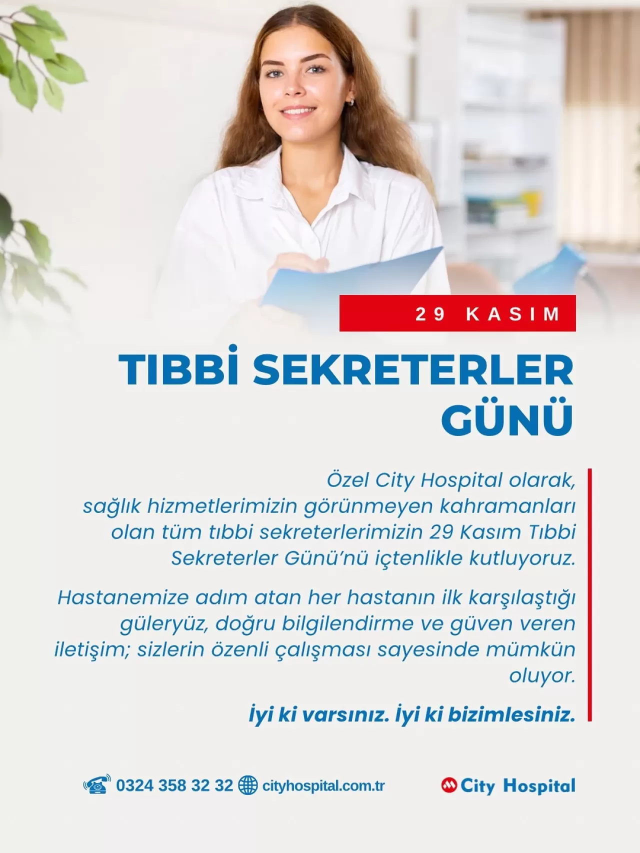 City Hospital Mersin, Tıbbi Sekreterler Günü'nde Çalışanlarını Kutladı