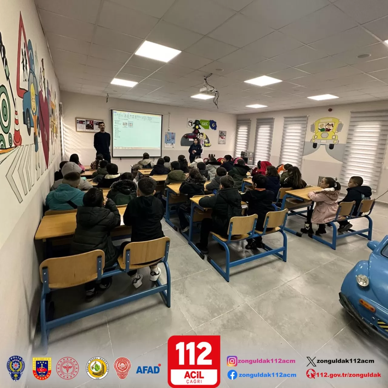 Çaycuma'da İlkokul Öğrencilerine 112 Acil Çağrı Merkezi Tanıtıldı