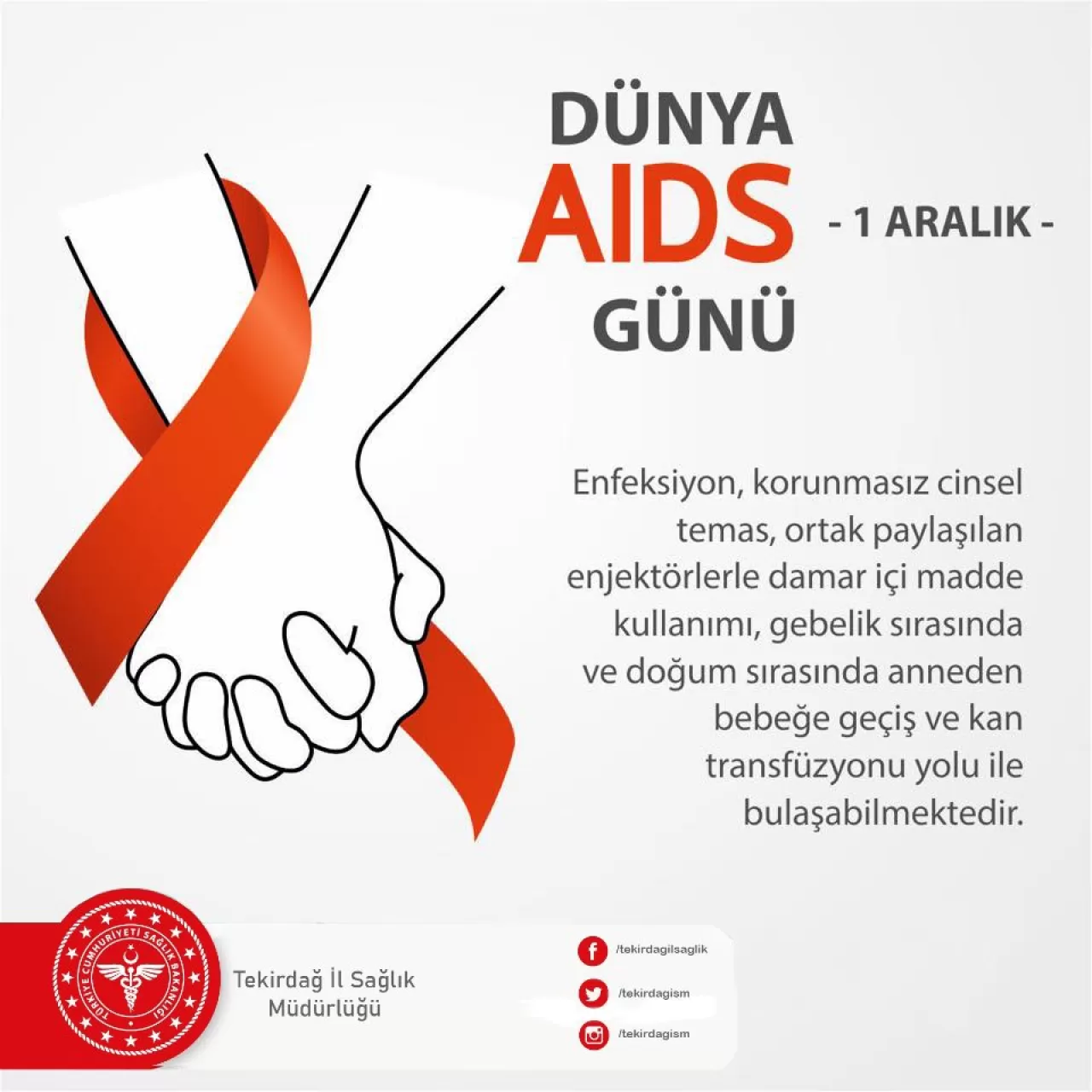 Tekirdağ'da 1 Aralık Dünya AIDS Günü Etkinlikleri Düzenlendi