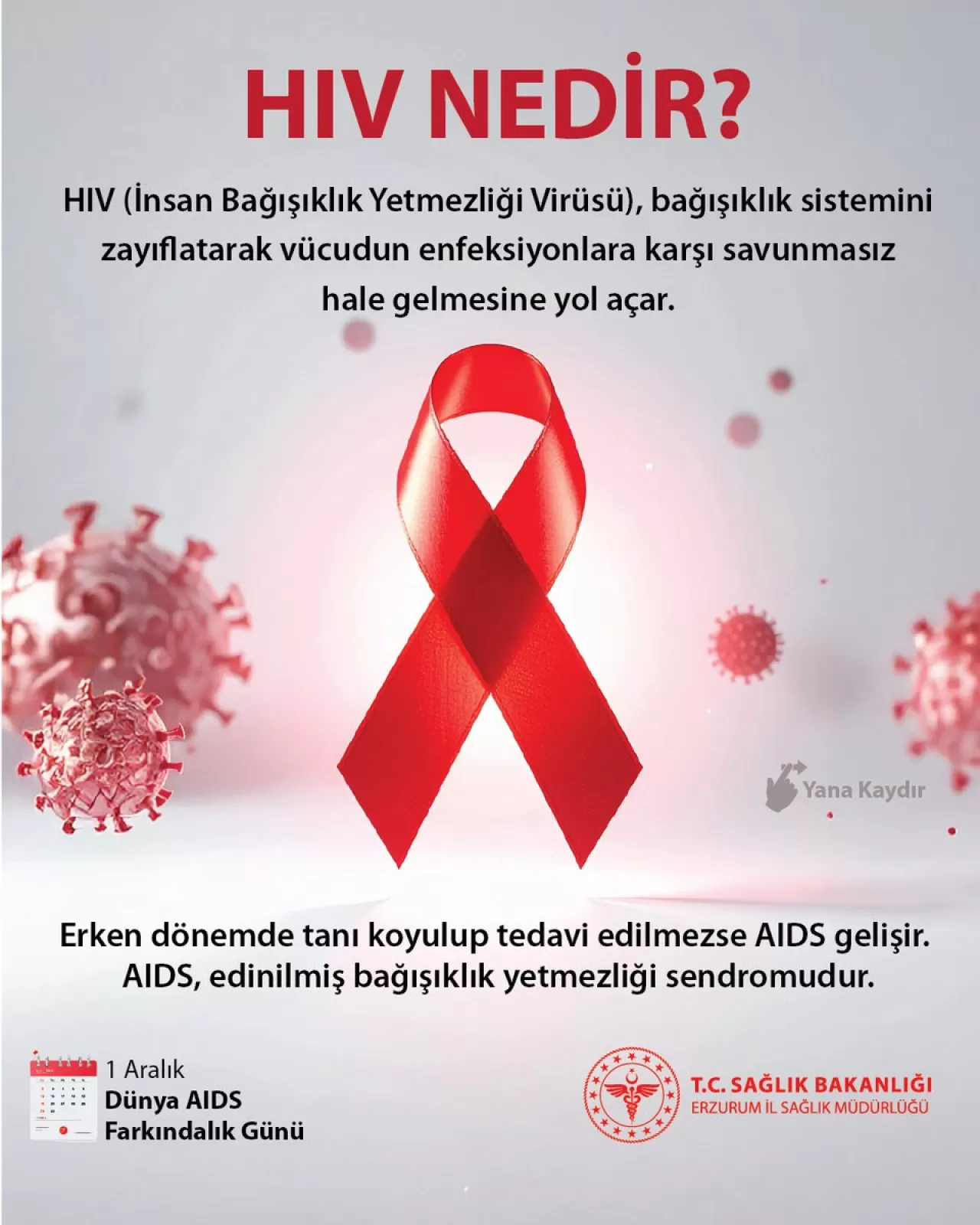 Erzurum'da 1 Aralık Dünya AIDS Farkındalık Günü Etkinlikleri Düzenlendi