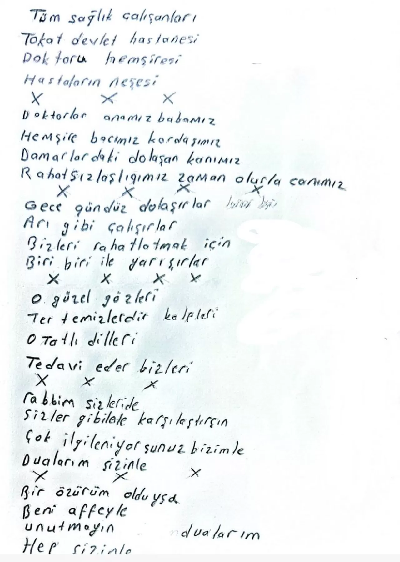 Tokat Devlet Hastanesi Yoğun Bakım Personeline Hasta Şiiriyle Teşekkür