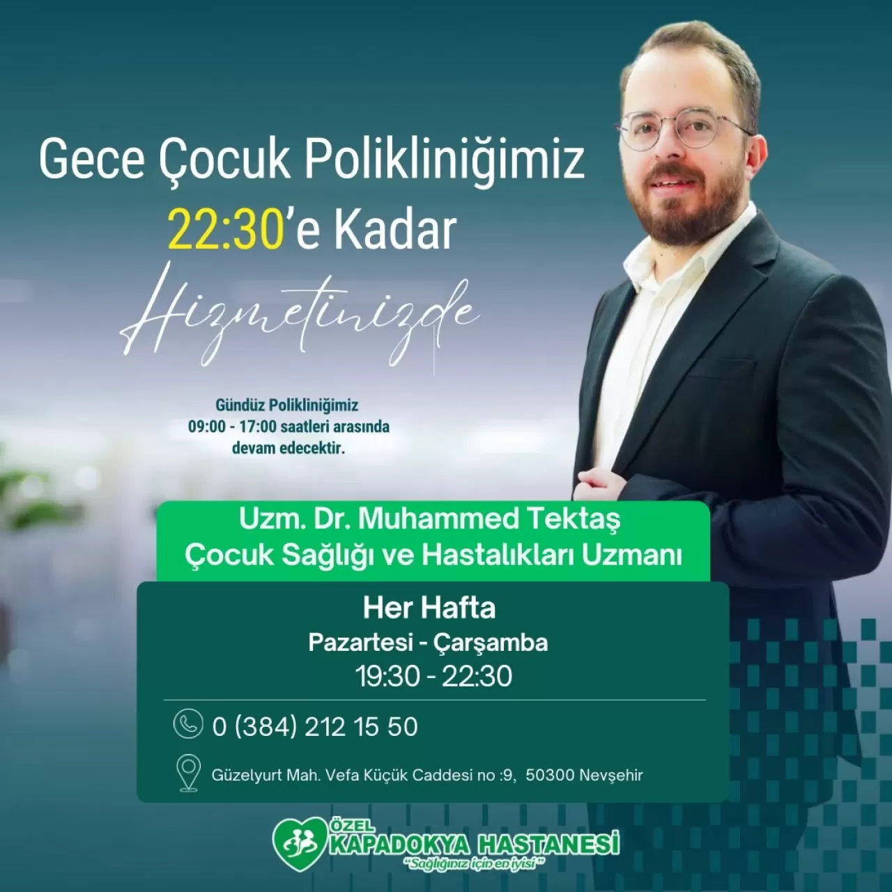 Kapadokya'da Gece Açık Çocuk Polikliniği Hizmeti Başladı