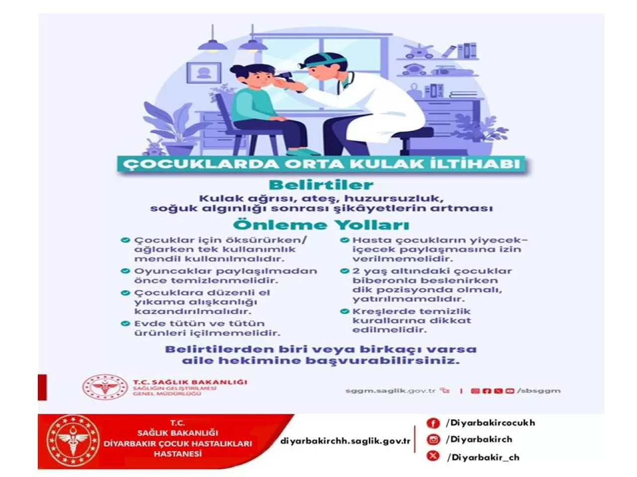 Diyarbakır Çocuk Hastalıkları Hastanesi Uyardı: Çocuklarda Orta Kulak İltihabına Dikkat