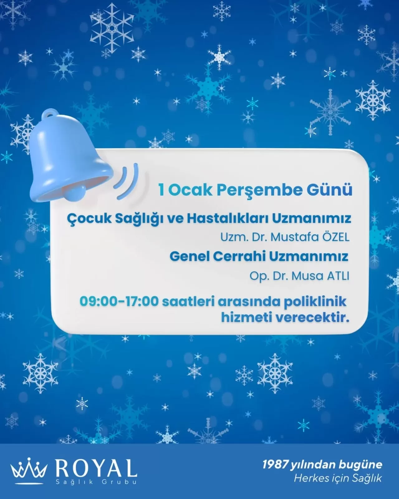 Bandırma Royal Hastanesi'nde Yılbaşı Günü Sağlık Hizmeti