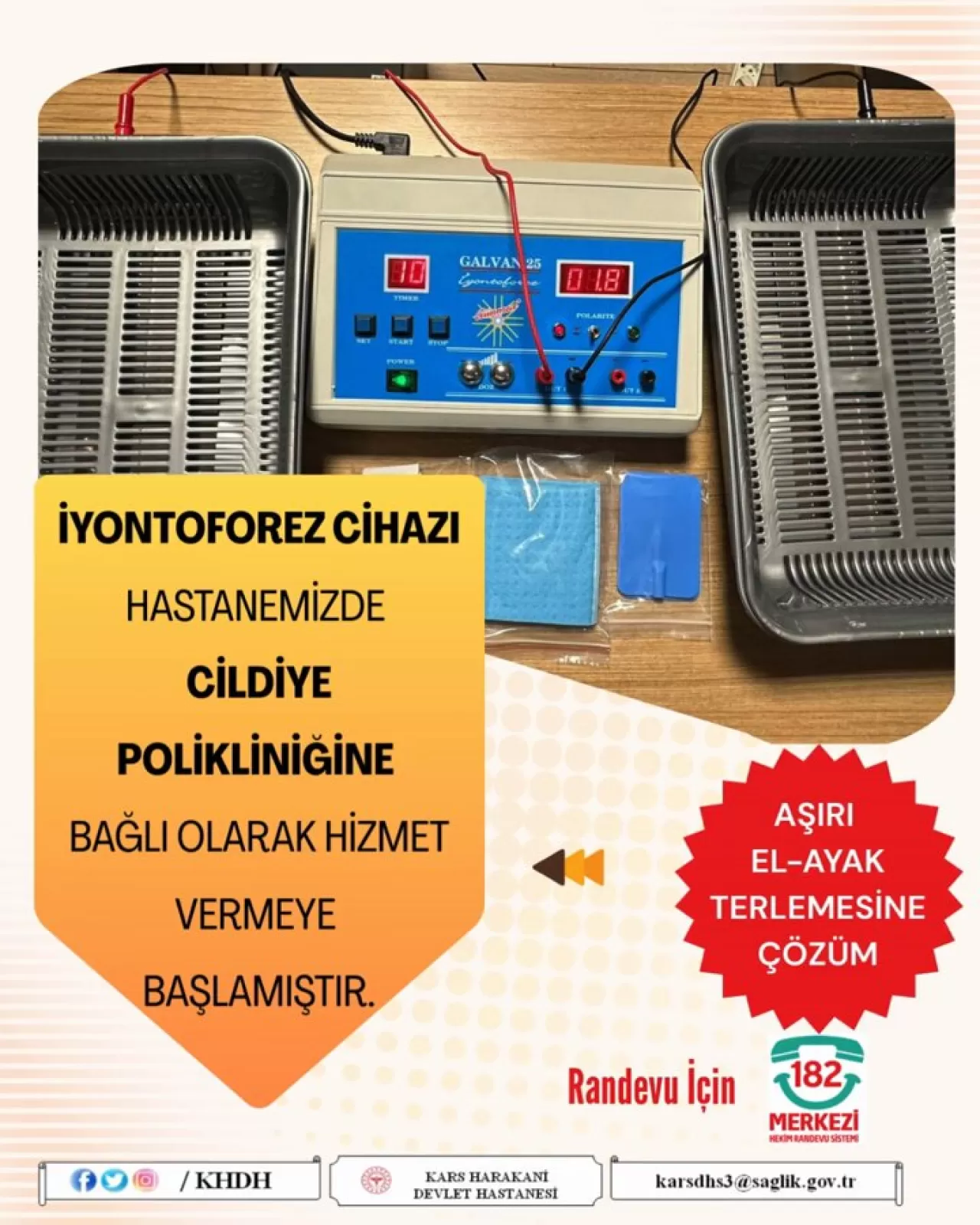 Kars Harakani Devlet Hastanesi'nde İyontoforez Cihazı Hizmete Girdi