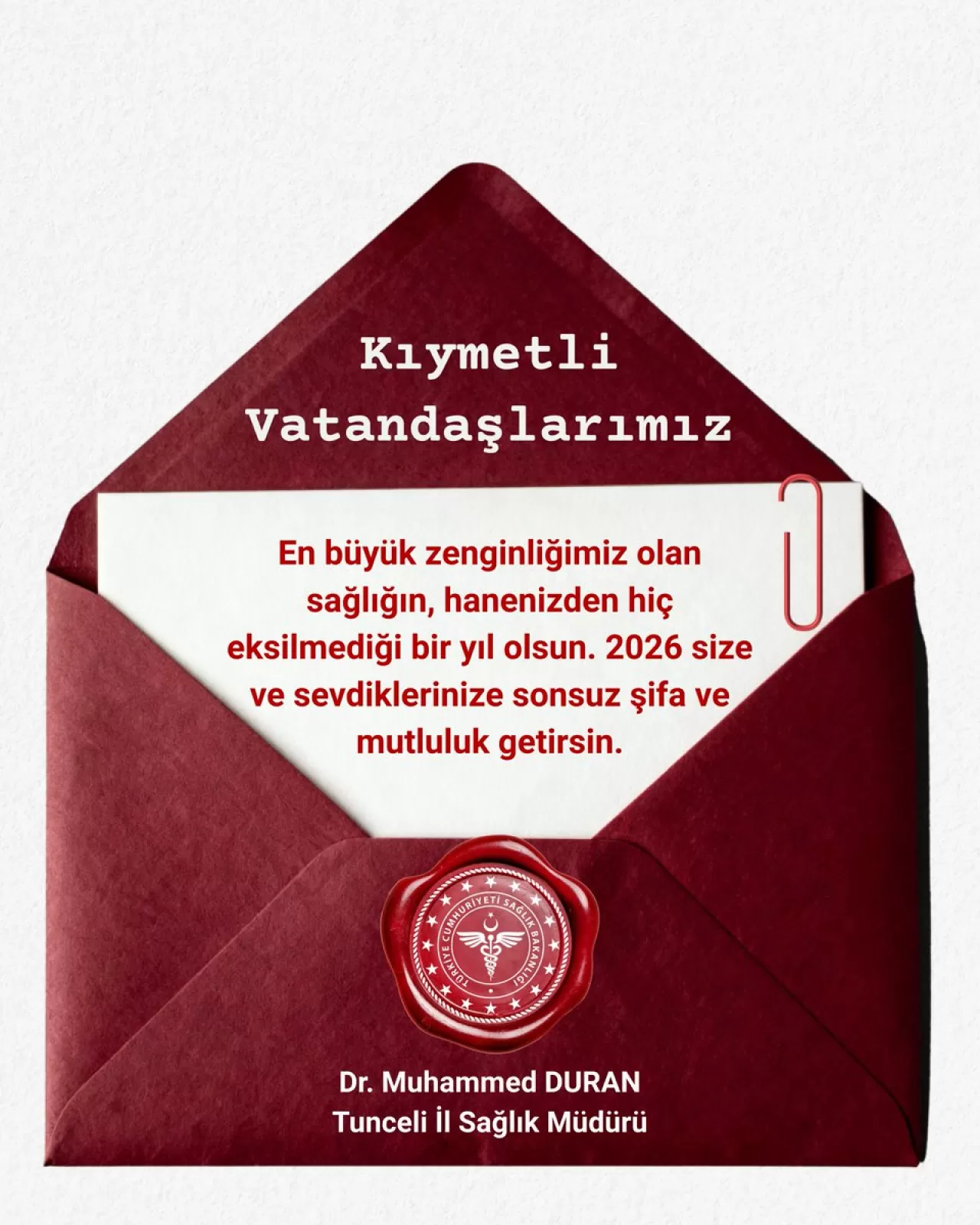 Tunceli İl Sağlık Müdürlüğü'nden 