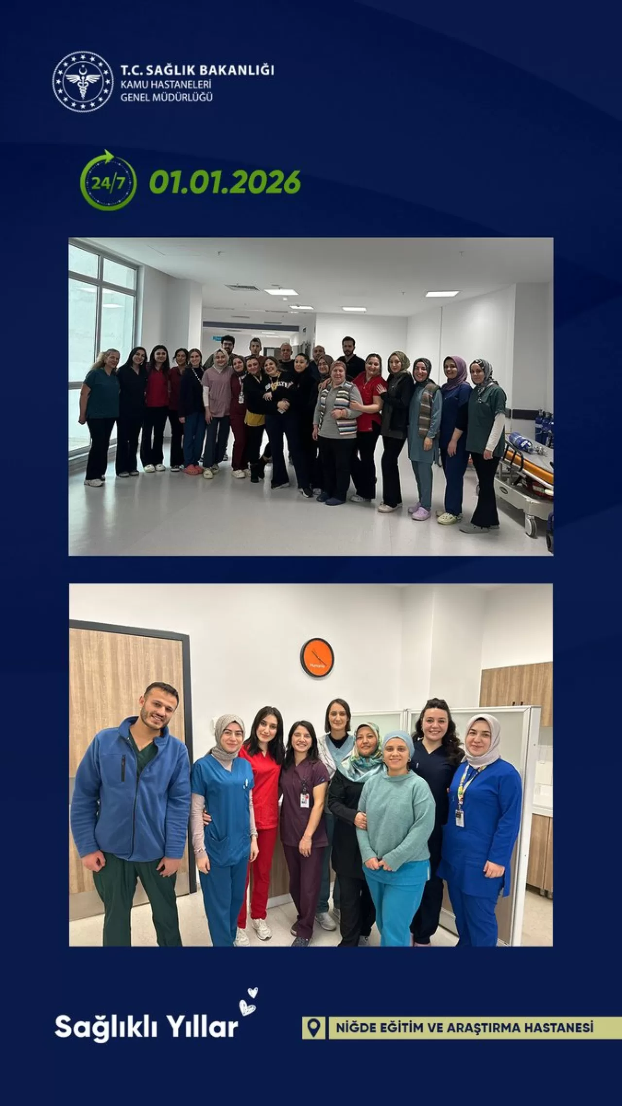 Niğde Ömer Halisdemir Hastanesi Çalışanları Yeni Yılda da Görev Başında