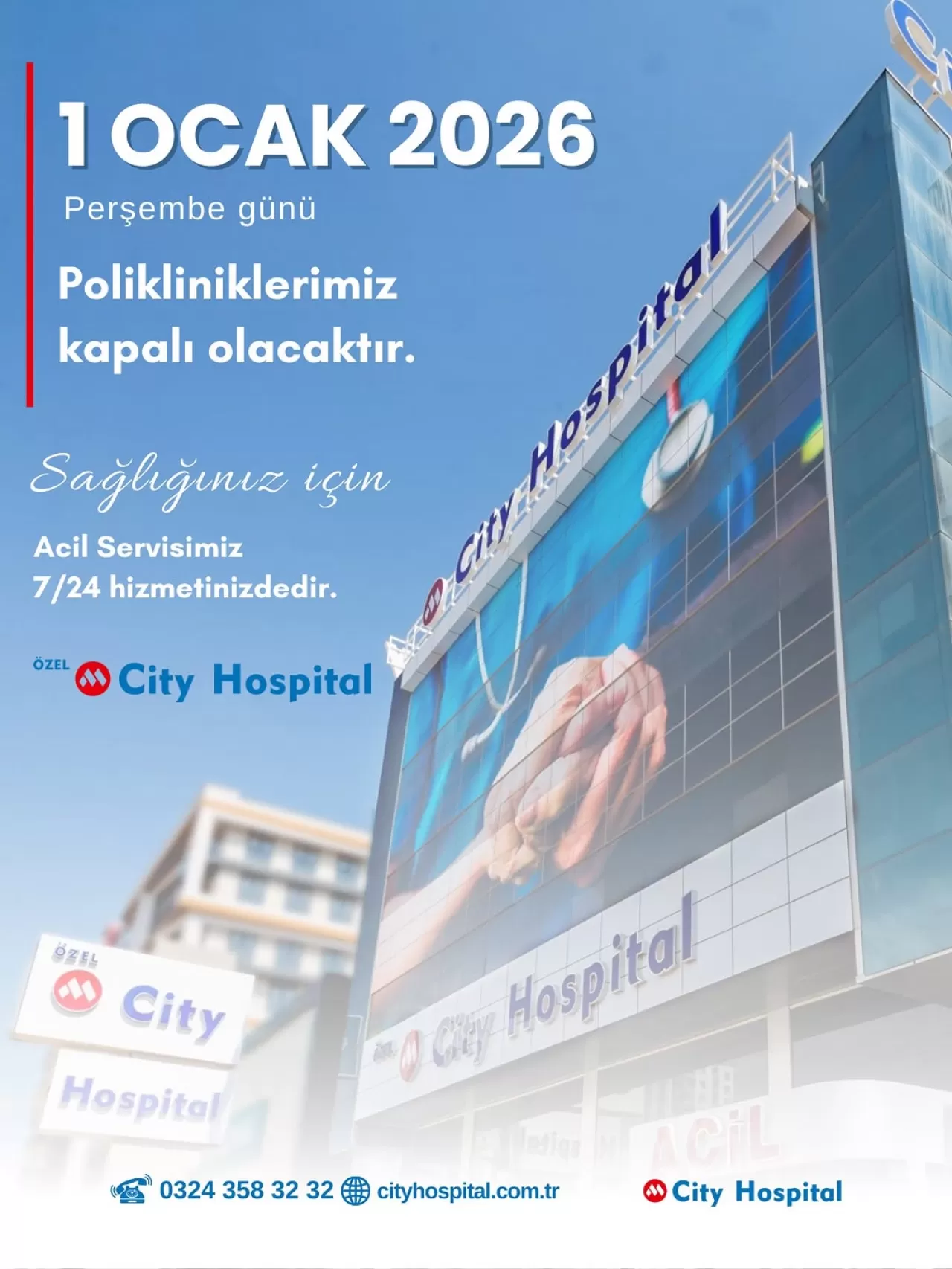 City Hospital Mersin'de Yeni Yıl Günü Poliklinik Hizmetleri Dinleniyor