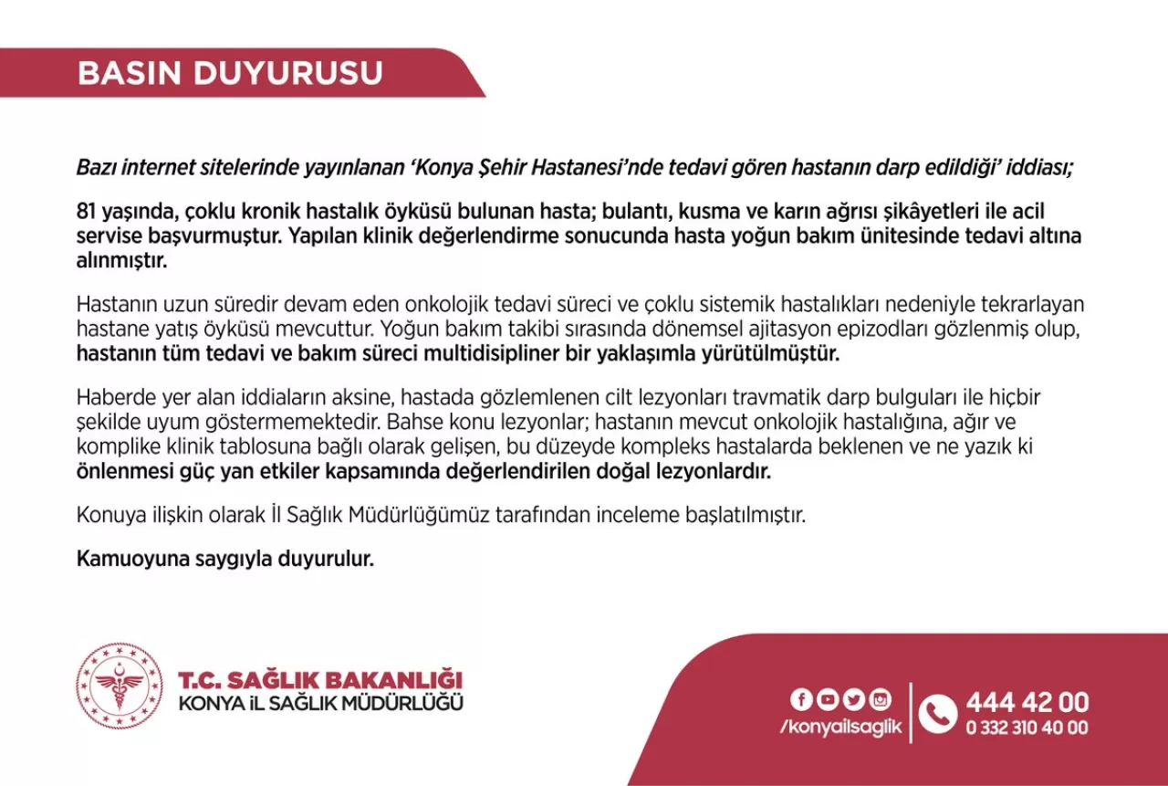 Konya Şehir Hastanesi'nde Hasta Kötü Muamelesi İddiaları