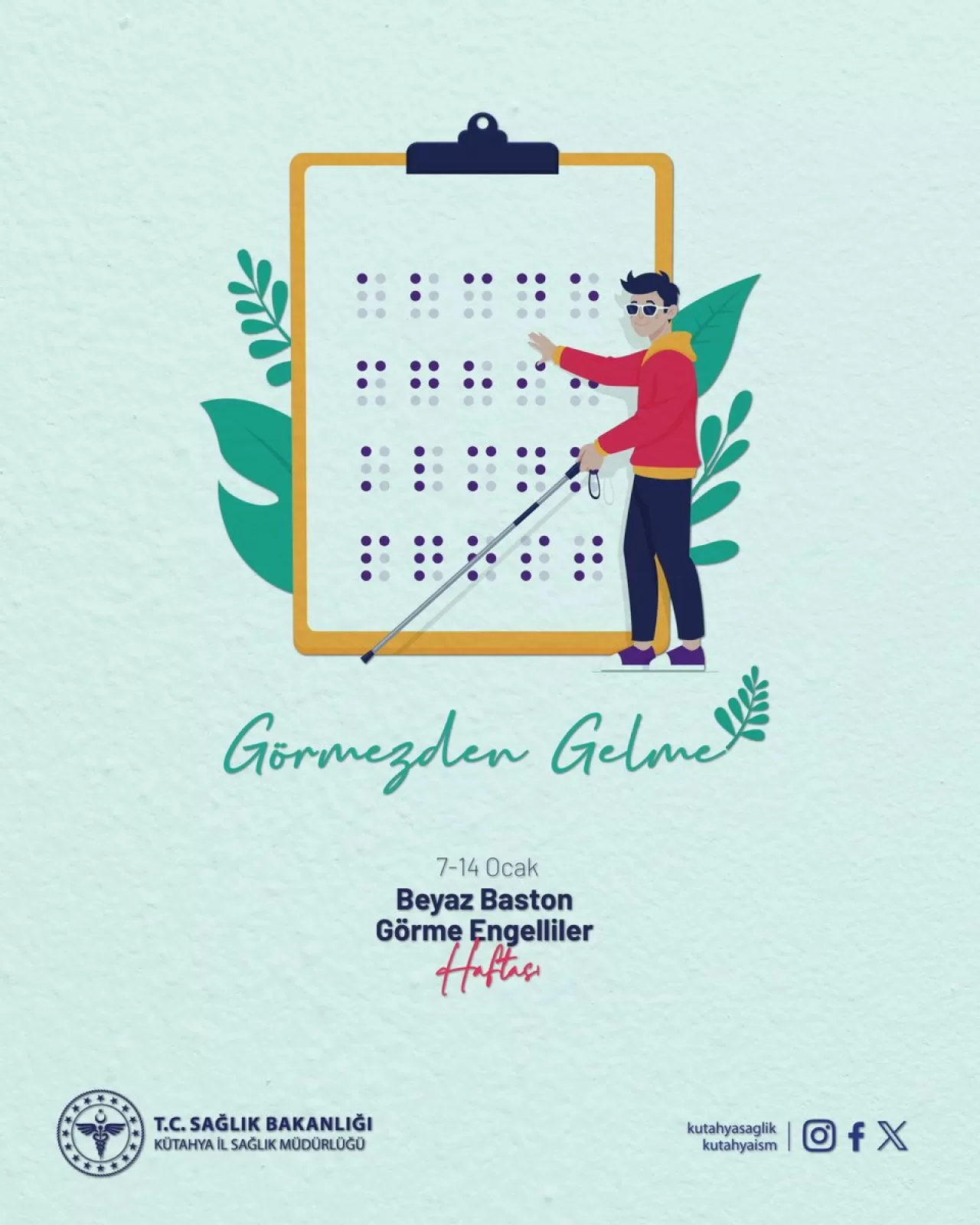 Kütahya'da Beyaz Baston Görme Engelliler Haftası Etkinlikleri Başladı