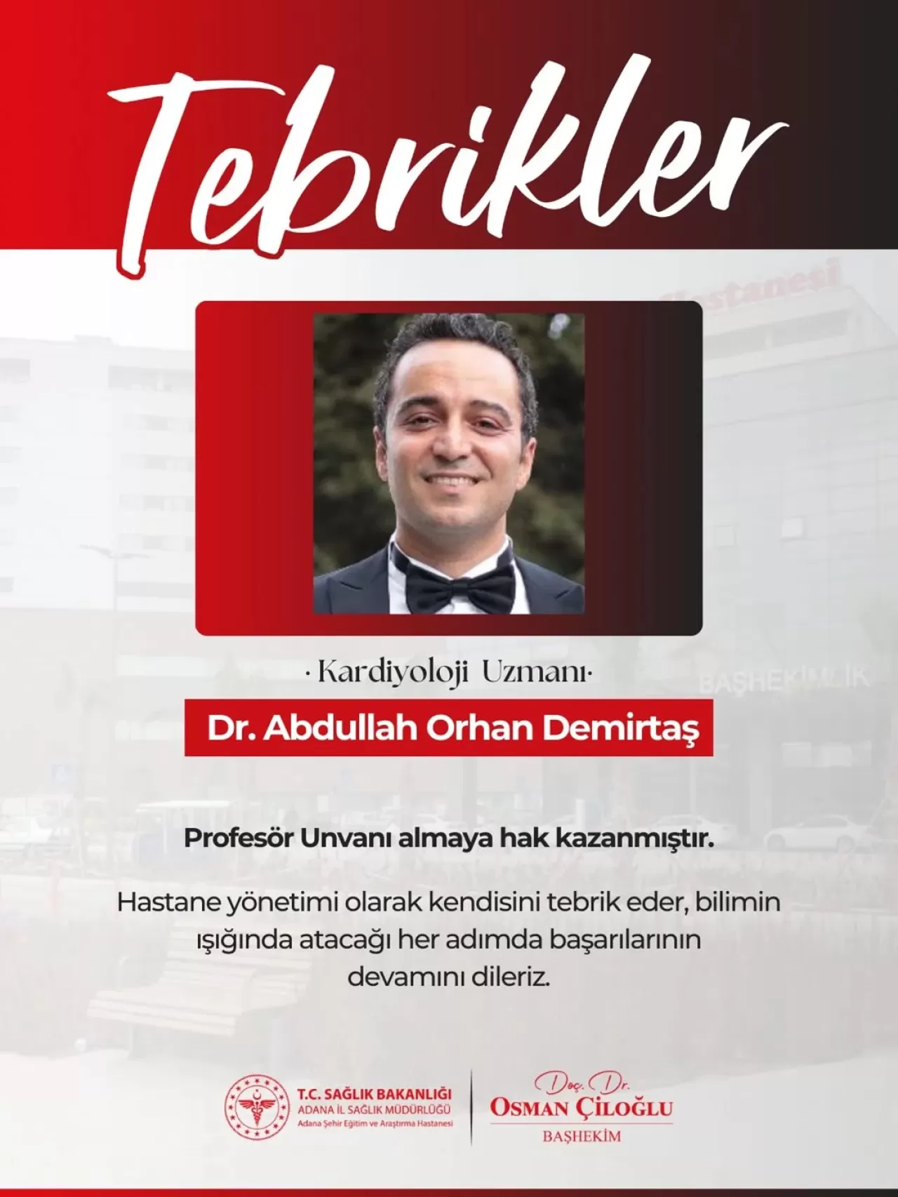 Adana Şehir Eğitim ve Araştırma Hastanesi'nde Akademik Atama