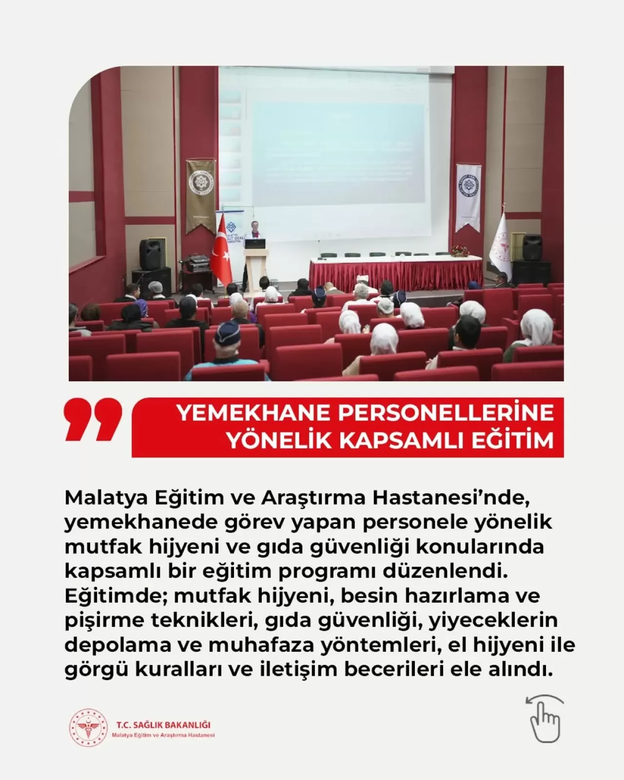 Malatya'da Hastane Personeline Gıda Güvenliği ve Hijyen Eğitimi