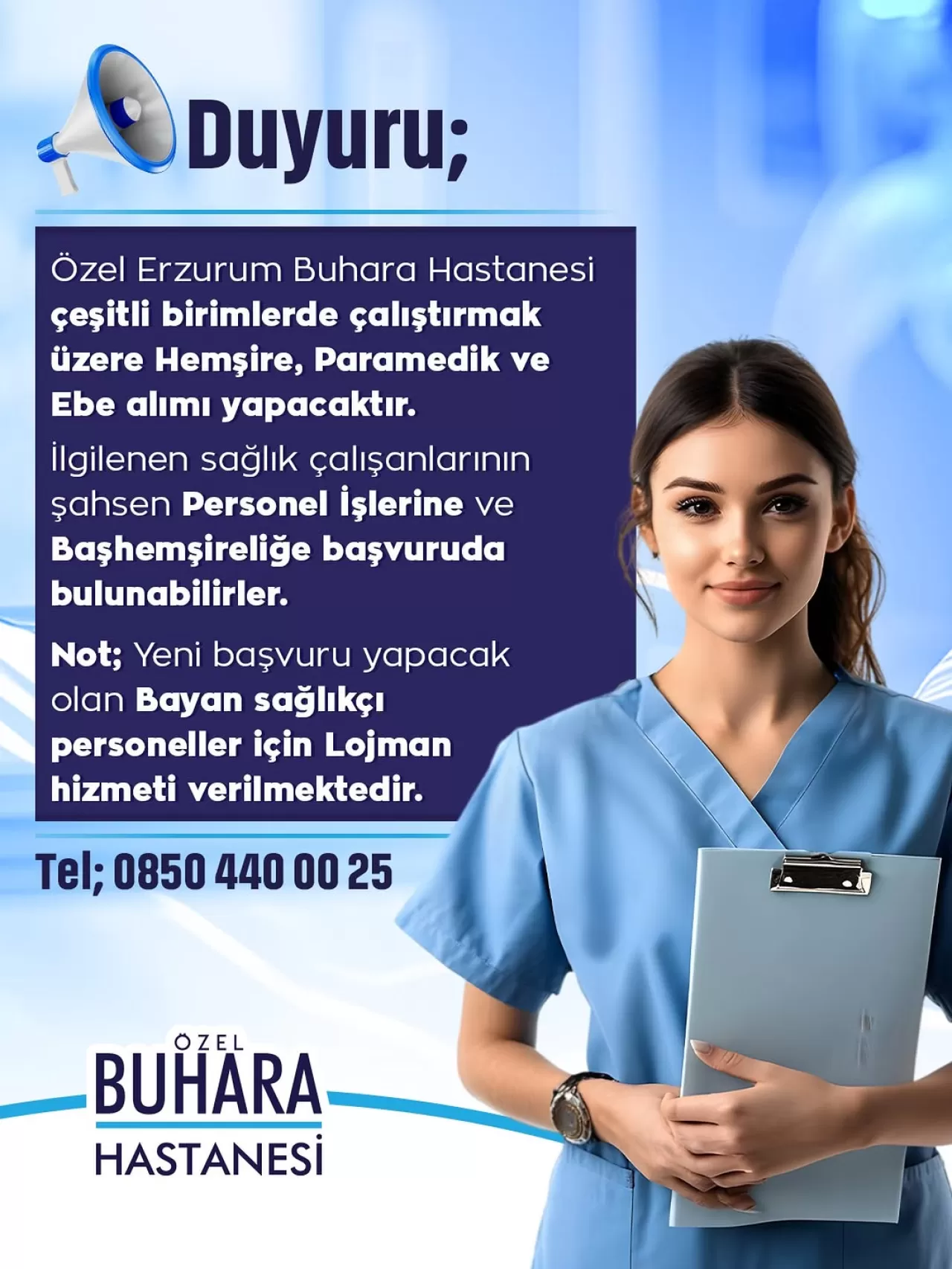 Özel Erzurum Buhara Hastanesi'ne Sağlık Personeli Alımı