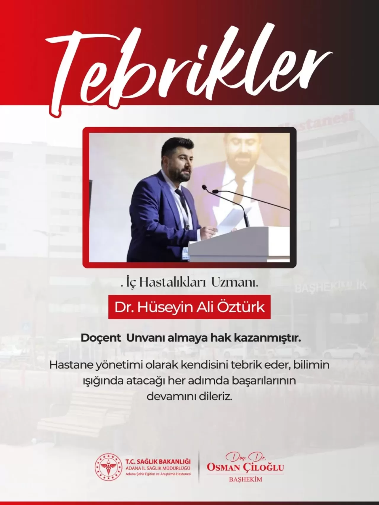 Adana Şehir Eğitim ve Araştırma Hastanesi'nden Akademik Başarı