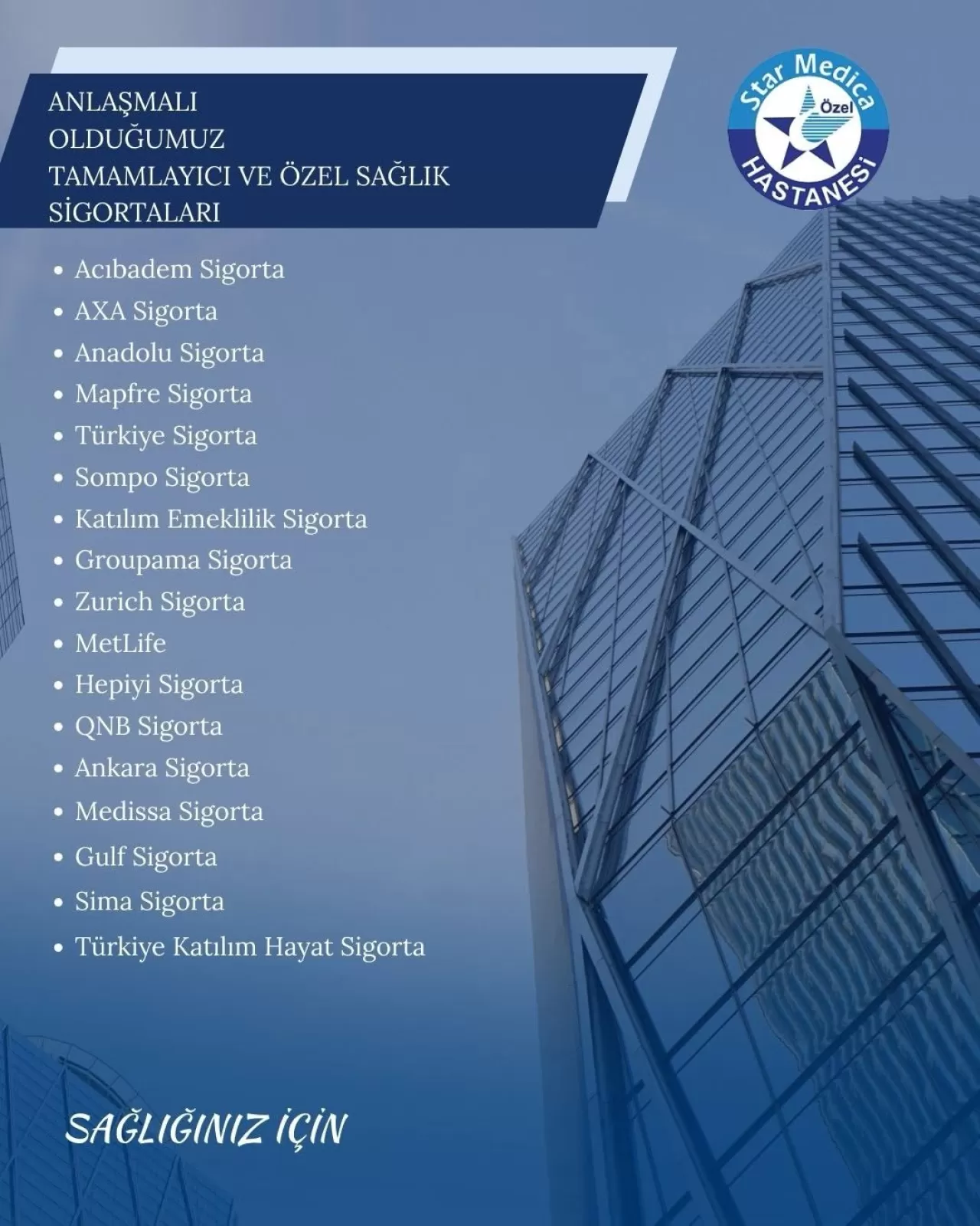 Tekirdağ Star Medica Hastanesi'nde Sağlık Hizmetleri ve Anlaşmalı Kurumlar