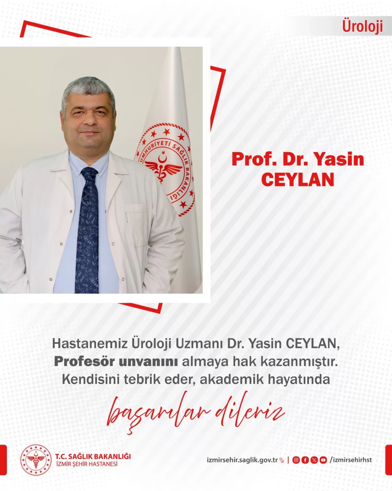 İzmir Şehir Hastanesi'nden Akademik Başarı: Dr. Yasin Ceylan Profesör Oldu