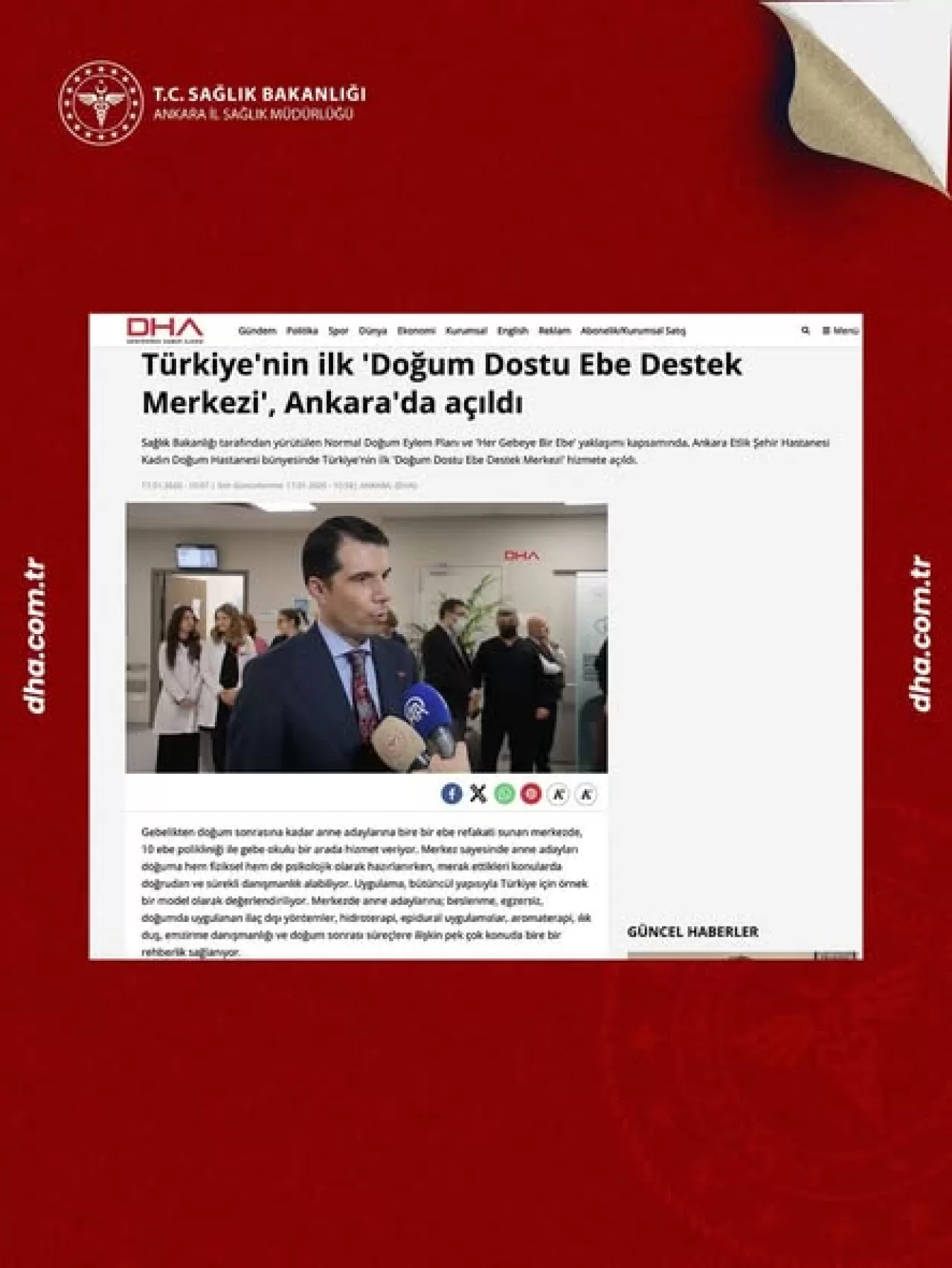 Ankara'da Türkiye'nin İlk Doğum Dostu Ebe Destek Merkezi Açıldı
