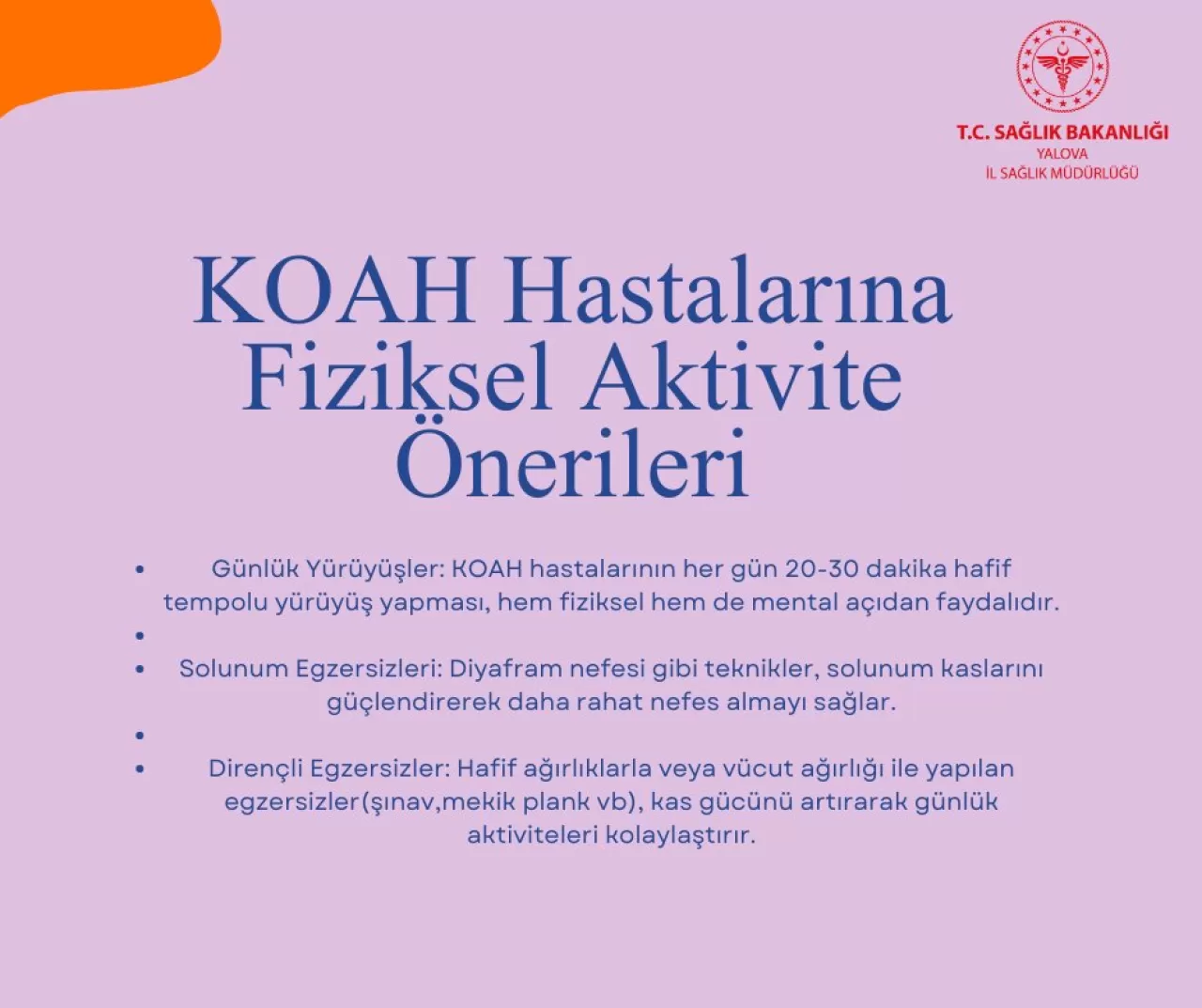 KOAH Hastaları İçin Fiziksel Aktivite ve Egzersiz Önerileri
