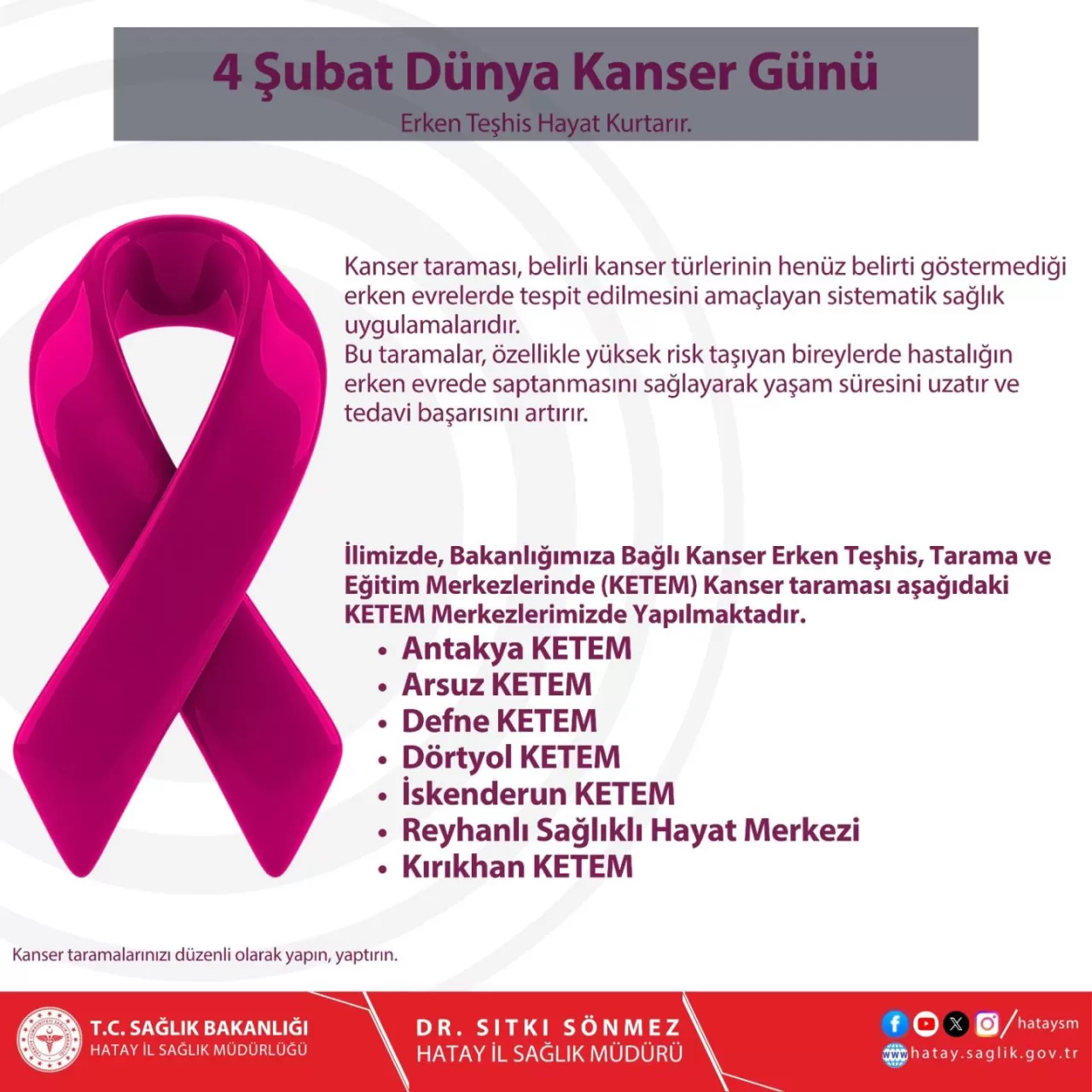 Hatay'da Kanser Taramaları Ücretsiz Olarak Yapılıyor