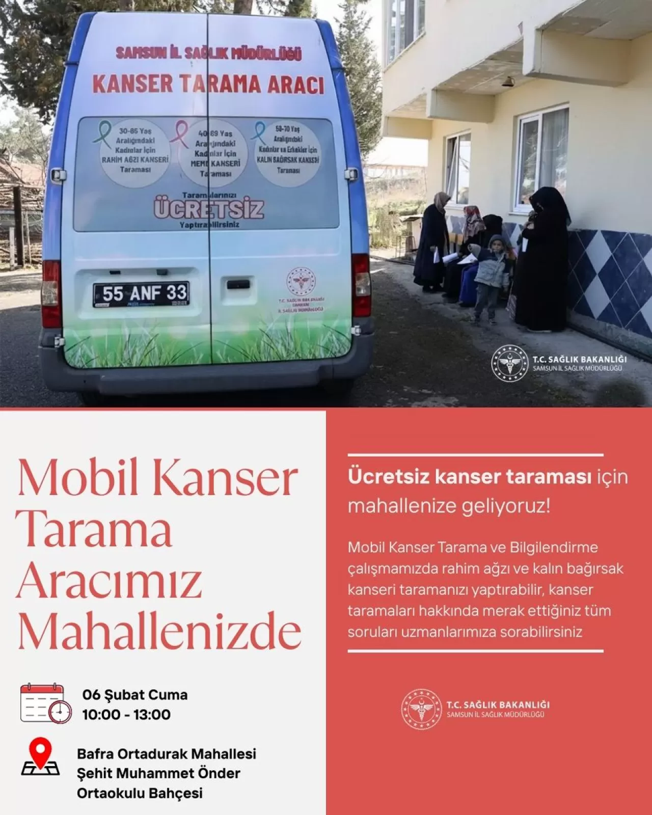 Samsun'da Mobil Kanser Tarama Aracı Bafra'da Hizmet Verecek